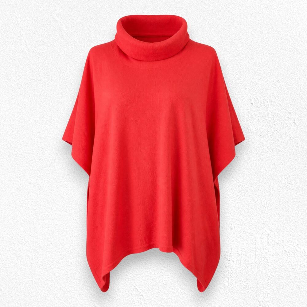 N.Peal Coral Orange 100% Cashmere Cowl Neck Poncho Luxury Sweater One Size